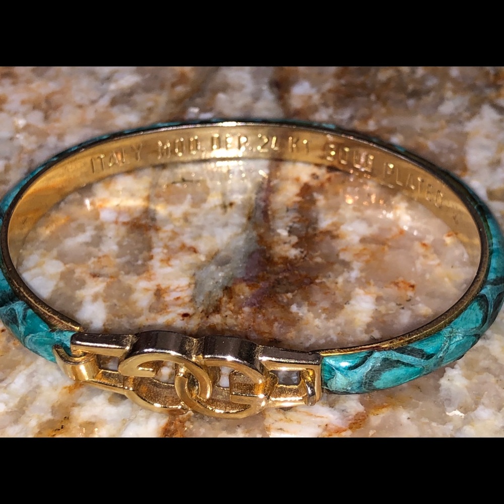 Gucci snakeskin leather bracelet 24k gold filled